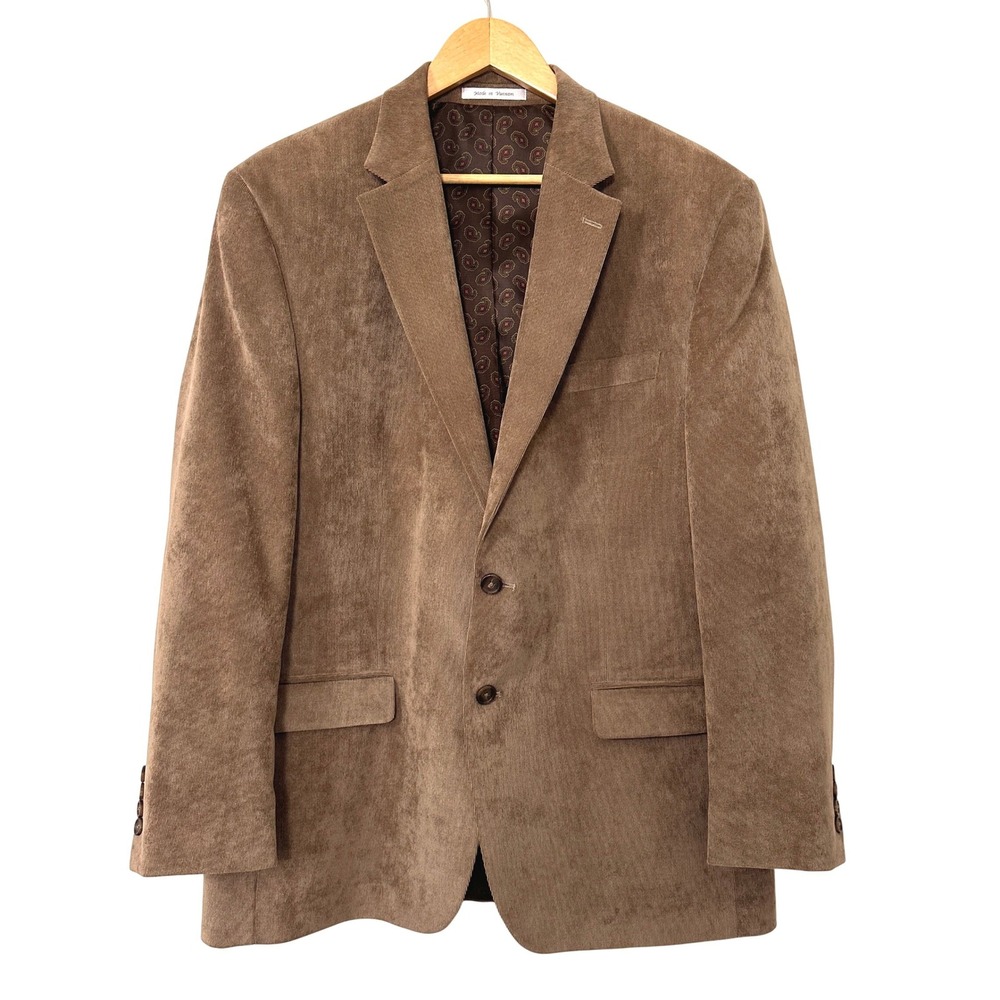 Chaps Corduroy Blazer Sport Coat Tan Brown 44R Dark Academia‎ Professor